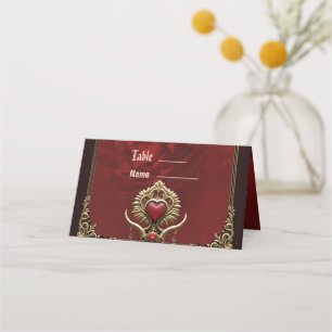 Elegance in red lustre with an ornate heart.  place card