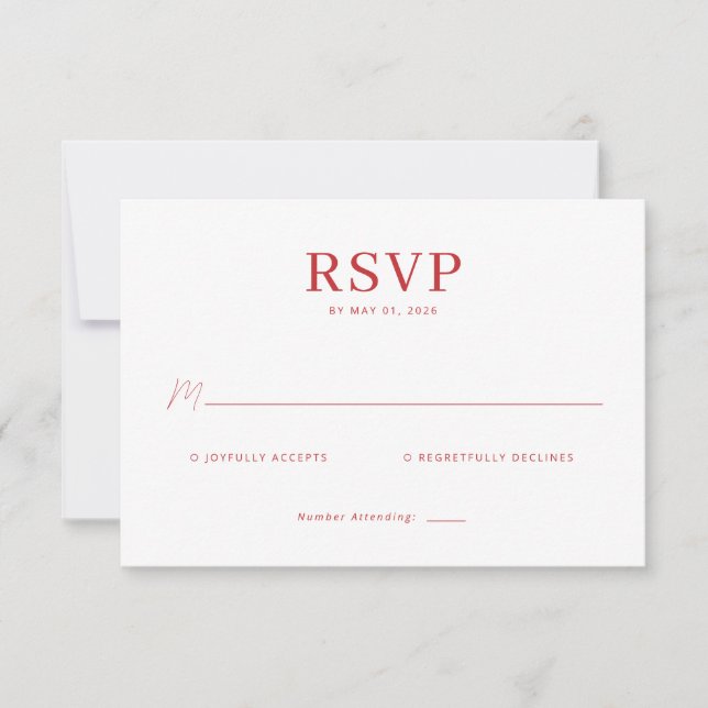 Elegance in Red RSVP Card (Front)