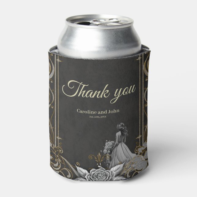 Elegance in silver and black.  can cooler (Can Front)