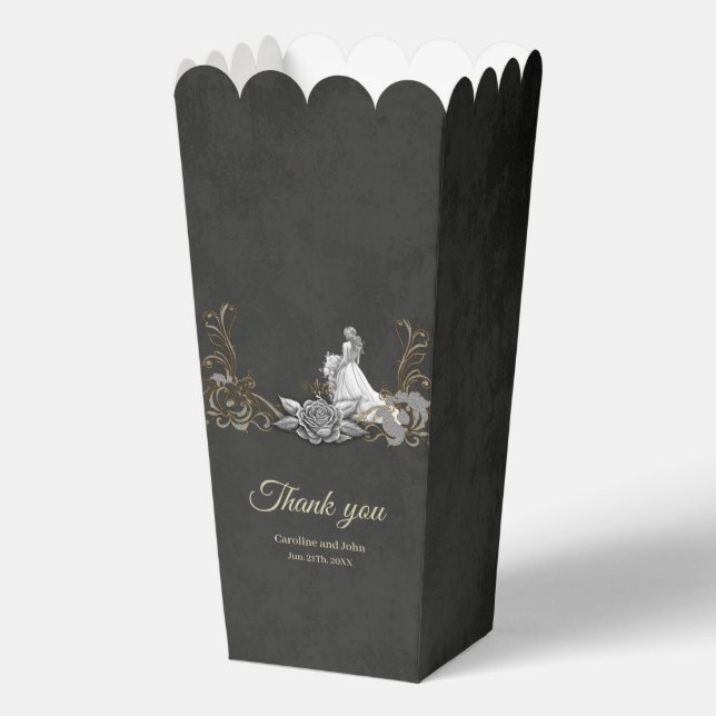 Elegance in silver and black.  favour box (Front)