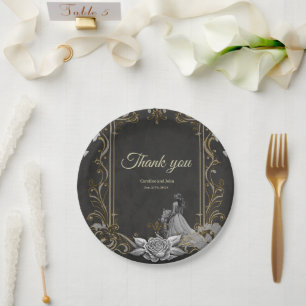 Elegance in silver and black. paper plate