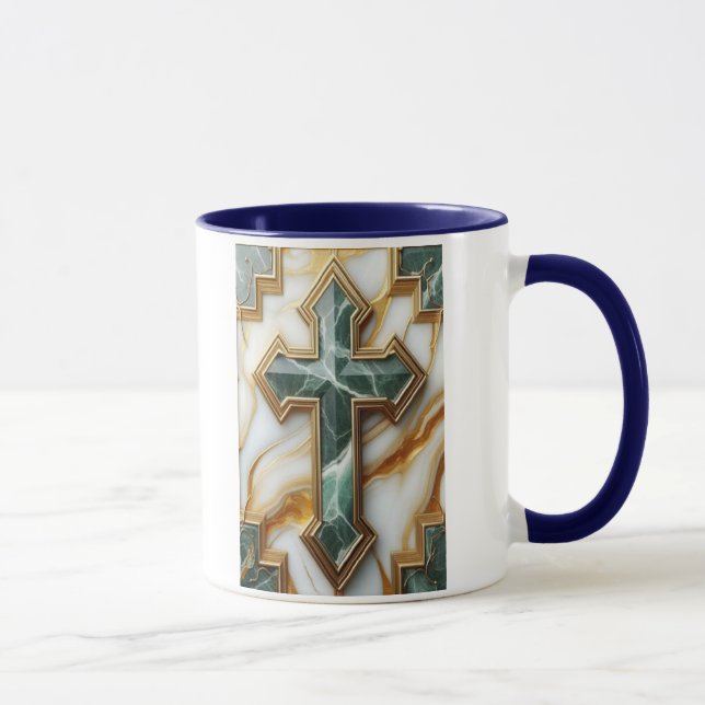 Elegance in Stone Golden-Framed Marble Cross Mug (Right)