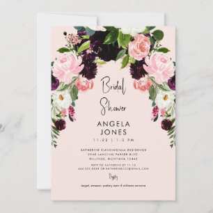 Elegance in the Air Blush Floral Bridal Shower Invitation