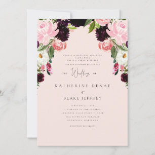 Elegance in the Air Blush Floral Wedding Invitation