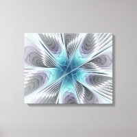 Elegance Modern Blue Grey White Fractal Art Flower