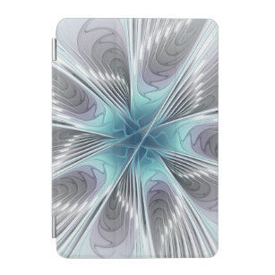 Elegance Modern Blue Grey White Fractal Art Flower iPad Mini Cover