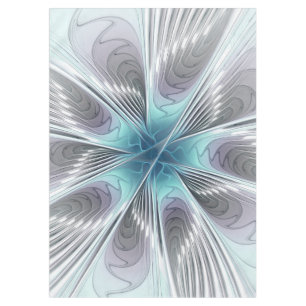 Elegance Modern Blue Grey White Fractal Art Flower Tablecloth