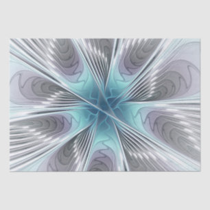 Elegance Modern Blue Grey White Fractal Art Flower Tissue Paper