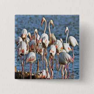 Elegance Of Artistic Pink Flamingos 15 Cm Square Badge