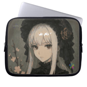 Elegance of the Midnight Blossom Maiden Laptop Sleeve