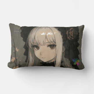 Elegance of the Midnight Blossom Maiden Lumbar Cushion