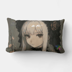 Elegance of the Midnight Blossom Maiden Mouse Pad Lumbar Cushion
