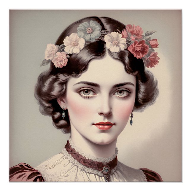 Elegance of yesteryear, beauty with crowned flower poster (Front)