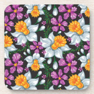 Elegance pattern with narcissus flowers 2 coaster