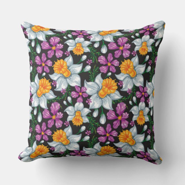 Elegance pattern with narcissus flowers 2 cushion (Front)