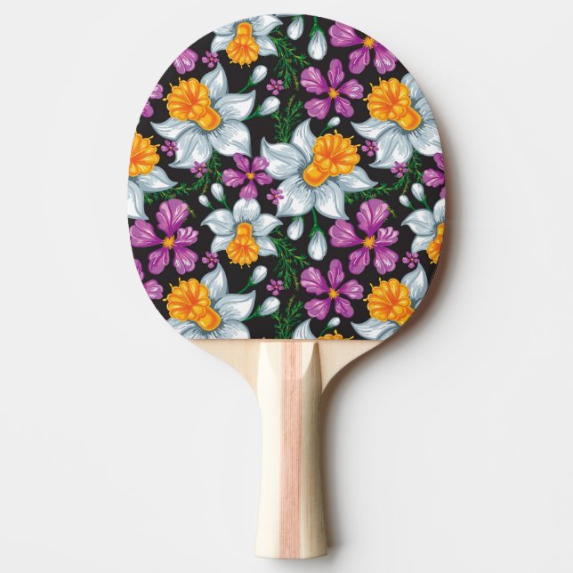 Elegance pattern with narcissus flowers 2 ping pong paddle (Front)