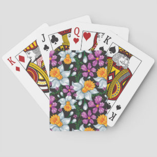 Elegance pattern with narcissus flowers 2 playing cards