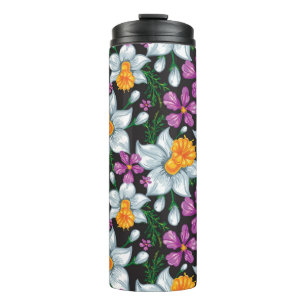 Elegance pattern with narcissus flowers 2 thermal tumbler