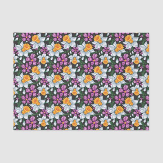 Elegance pattern with narcissus flowers 2 tissue paper (Front)