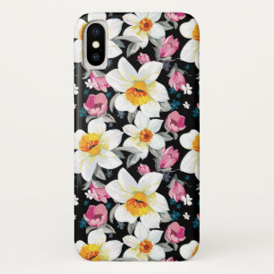 Elegance pattern with narcissus flowers iPhone x case