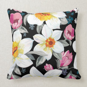 Elegance pattern with narcissus flowers cushion