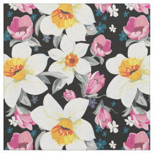 Elegance pattern with narcissus flowers fabric