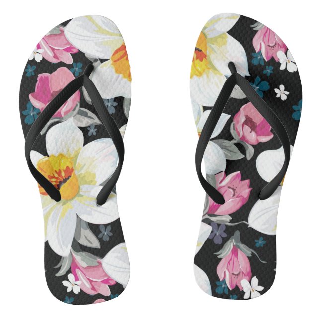 Elegance pattern with narcissus flowers jandals (Footbed)