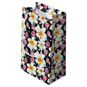 Elegance pattern with narcissus flowers small gift bag