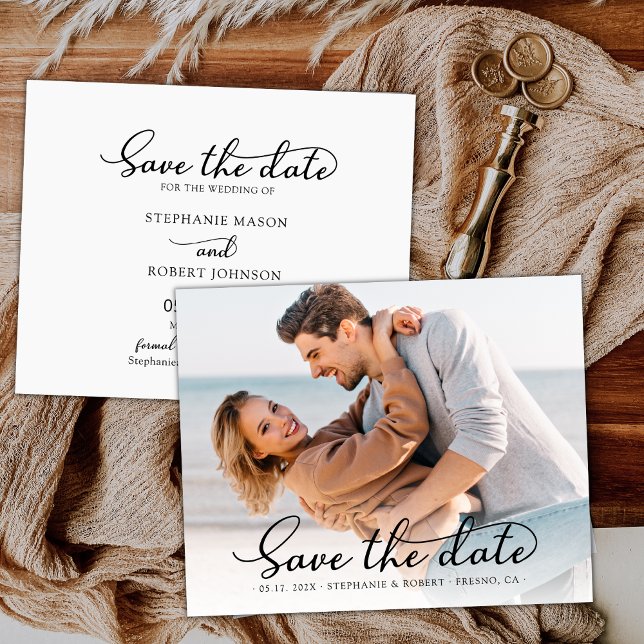Elegance Photo Budget Wedding Save The Date Card (Creator Uploaded)