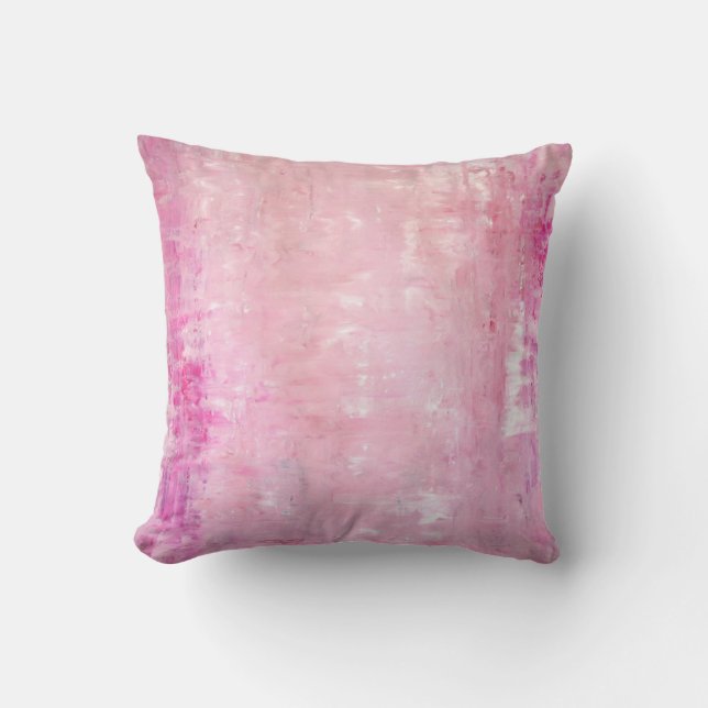 'Elegance' Pink Abstract Art Cushion (Front)