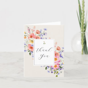 Elegance Pink Boho Floral Thank You Card