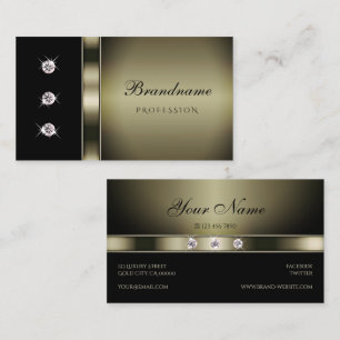 Elegance Platinum and Black Shimmery Diamonds Business Card