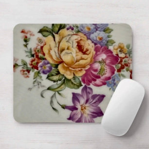 Elegance: Porcelain-Inspired Floral Mouse Pad    Mouse Pad