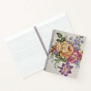 Elegance: Porcelain-Inspired Floral Note Book