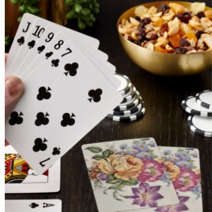 Elegance: Porcelain-Inspired Floral  Playing Cards