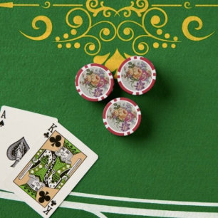 Elegance: Porcelain-Inspired Floral Poker Chips 