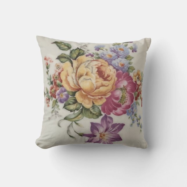 Elegance: Porcelain-Inspired Throw Pillow  (Front)