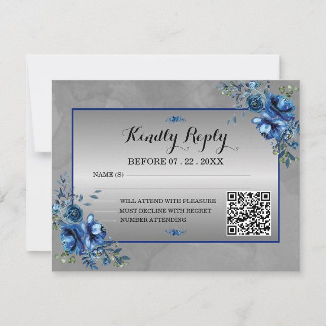 Elegance QR Code RSVP with Silver Response Card (Front)