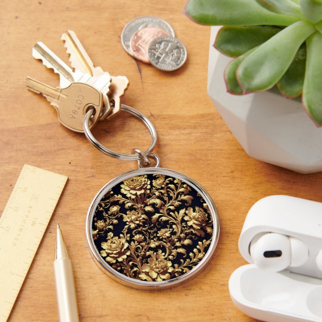Elegance Redefined: Flemish Baroque Black and Gold Key Ring (Desk)