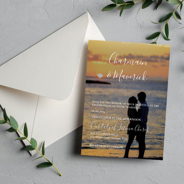 Elegance Romantic Overlay Photo Wedding  Invitation (Creator Uploaded)