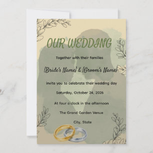 Elegance Sage Green Watercolor Botanical Wedding I Invitation