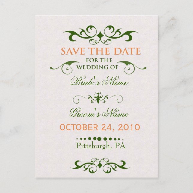 Elegance -Save the Date Announcement Postcard (Front)