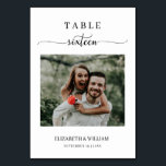 Elegance Script Photo Wedding Table No Sixteen Table Number<br><div class="desc">Modern and elegant design printed Elegance Script Modern Photo Wedding Table Number Sixteen Table Tent Card that can be customised with your text and add each table number card to your cart, one by one. Please click the "Customise it" button and use our design tool to modify this template. Check...</div>