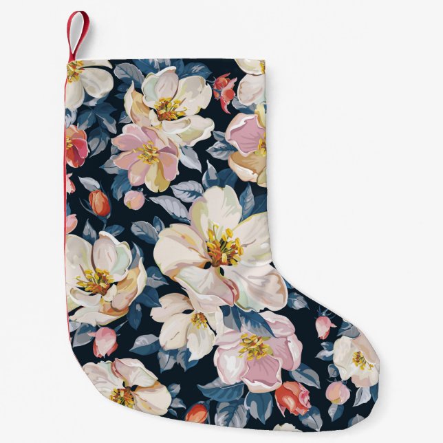 Elegance seamless pattern with blossoming apple tr small christmas stocking (Front)