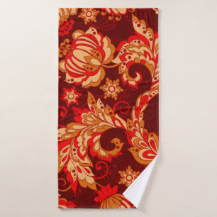 elegance seamless pattern with ethnic flowers, vin bath towel