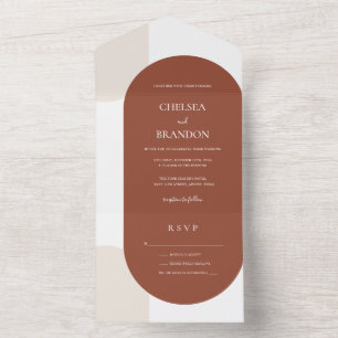 Elegance Simple Bohemian Terracotta Arches Wedding All In One Invitation