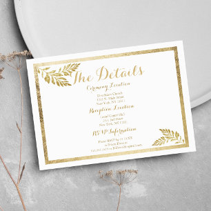 Elegance simple white golden floral Details Card