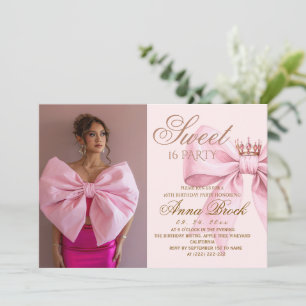 Elegance Sweet 16 Photo Birthday Party Invitation
