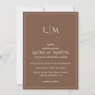 Elegance terracotta text based and monogram  invitation