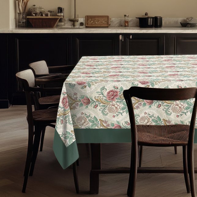 Elegance Unfurls: Vintage Floral Damask Tablecloth (Elegance Unfurls: Vintage Floral Damask Tablecloth)